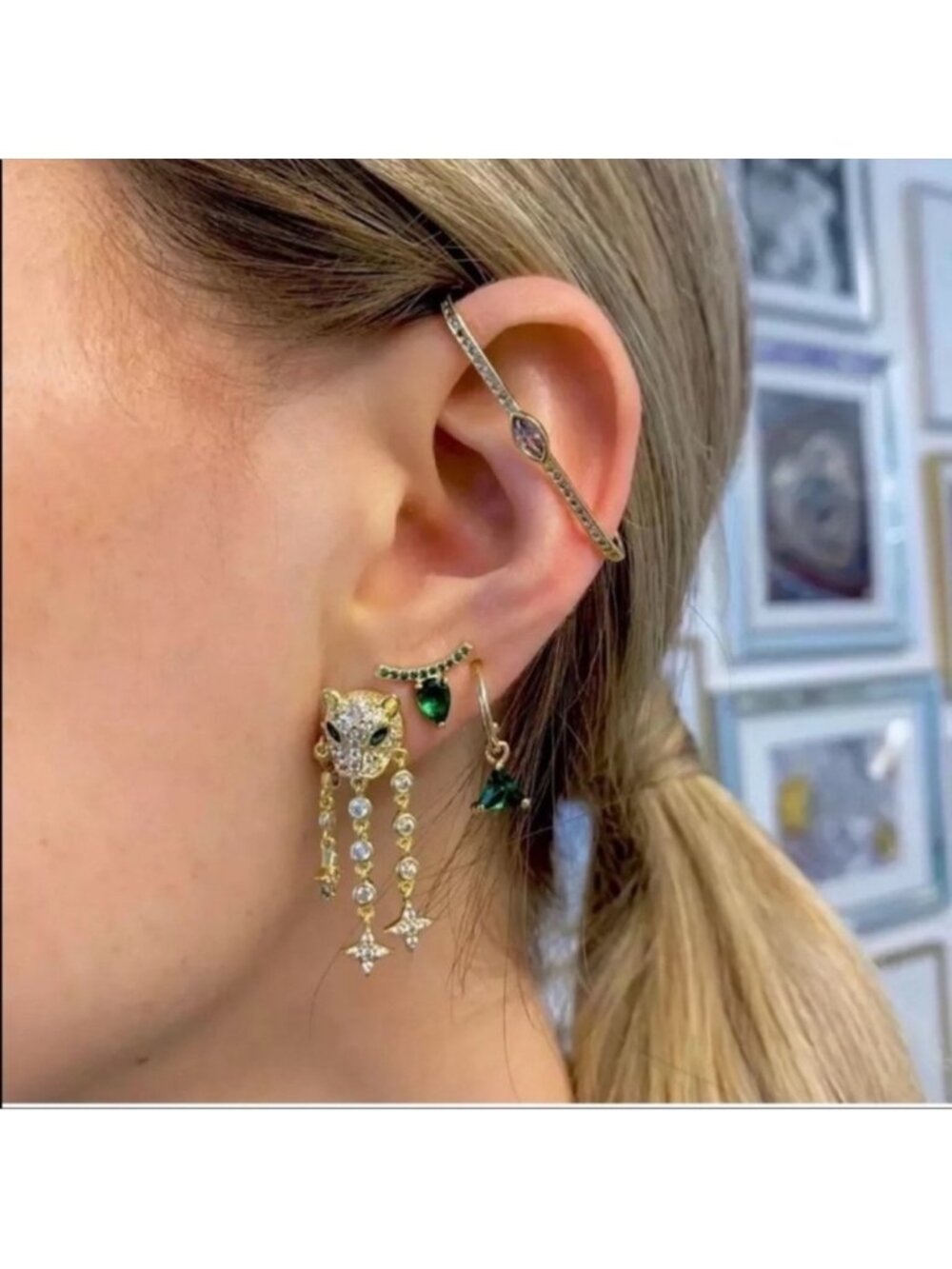 Melinda Maria Gold Panthere Crystal Earrings
